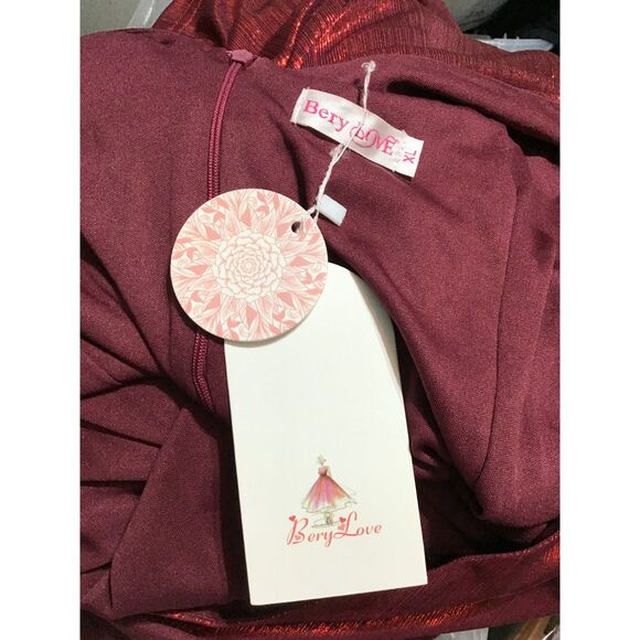 BeryLove XL Red Glitter Evening Midi Dress - Picture 12 of 12